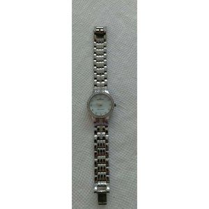 Anne Klein Watch Women Silver Tone Mother of Pearl Face New Battery 6.5"